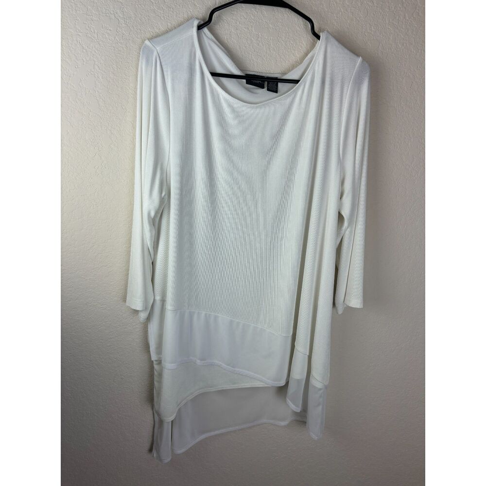 Chico's Travelers 3/4 Sleeve Winter White Layered Top Tunic Size 3 (16)